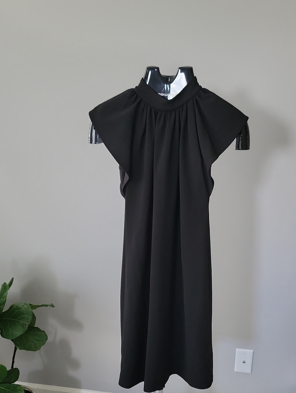 Calvin Klein Black Midi Dress with Flutter Cap Sleeves Size 4